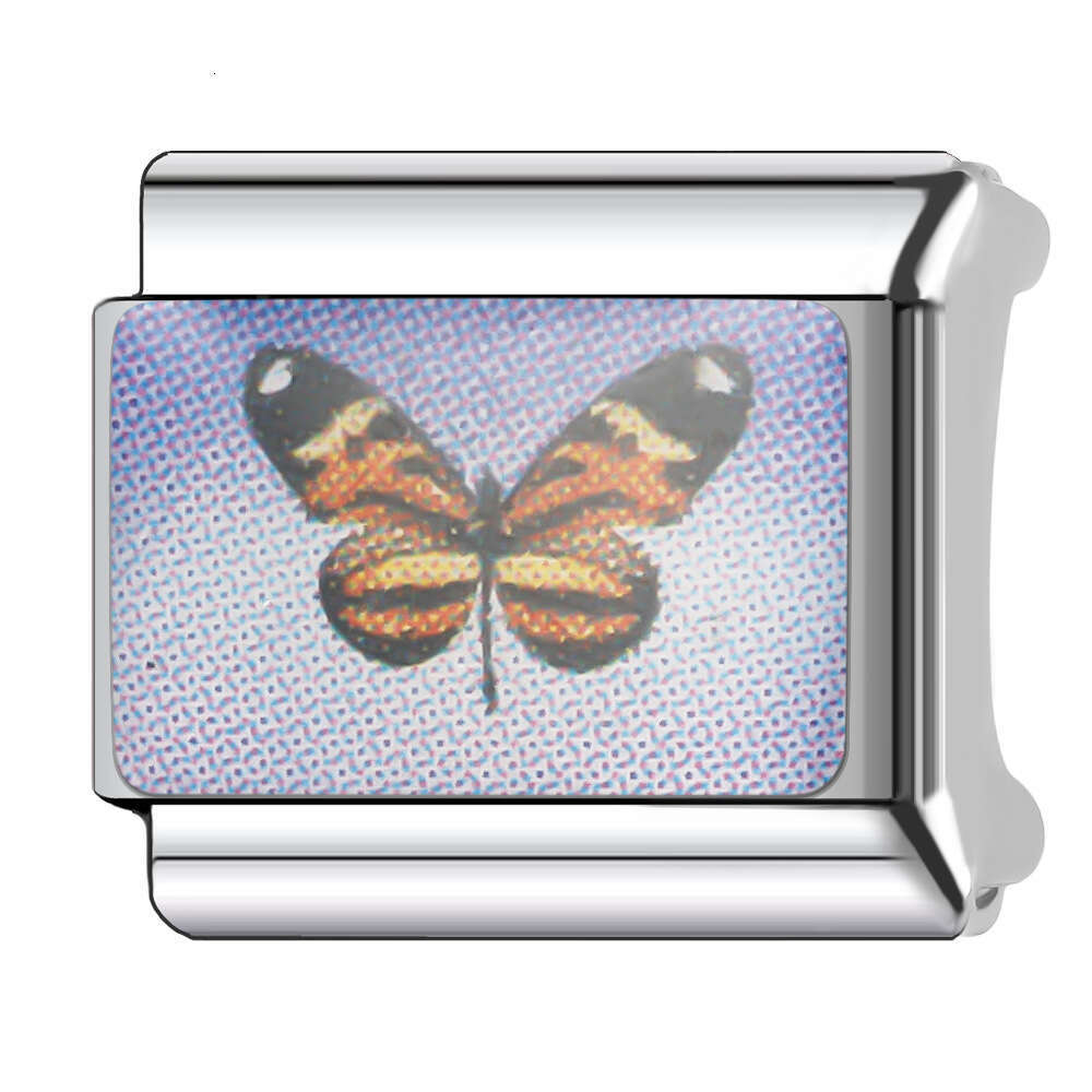 New Women's Gift Purple butterfly flowers Bead Italian Charms Links Bangle Beads Fit 9mm Stainless Steel Bracelet Making DIY For Women Fashion Je