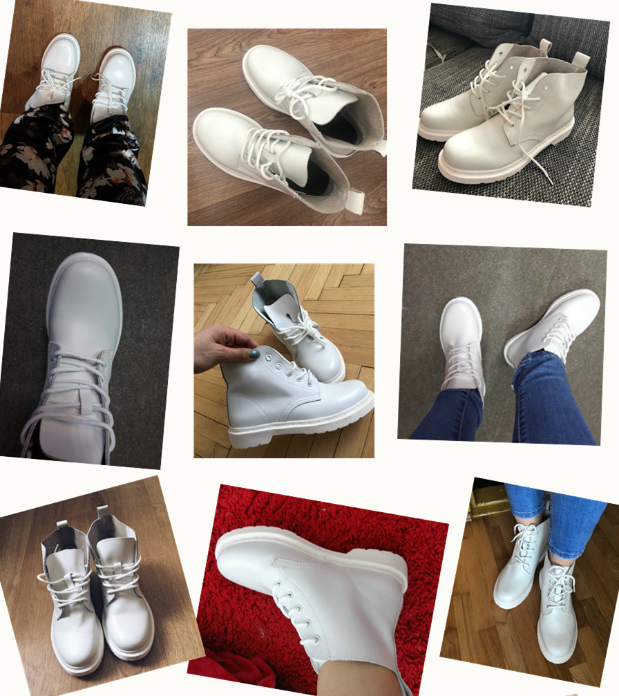 Hot 2024 Style Woman Ankle White Natural Genuine Lace-up Women Leather Boots Shoes 67be