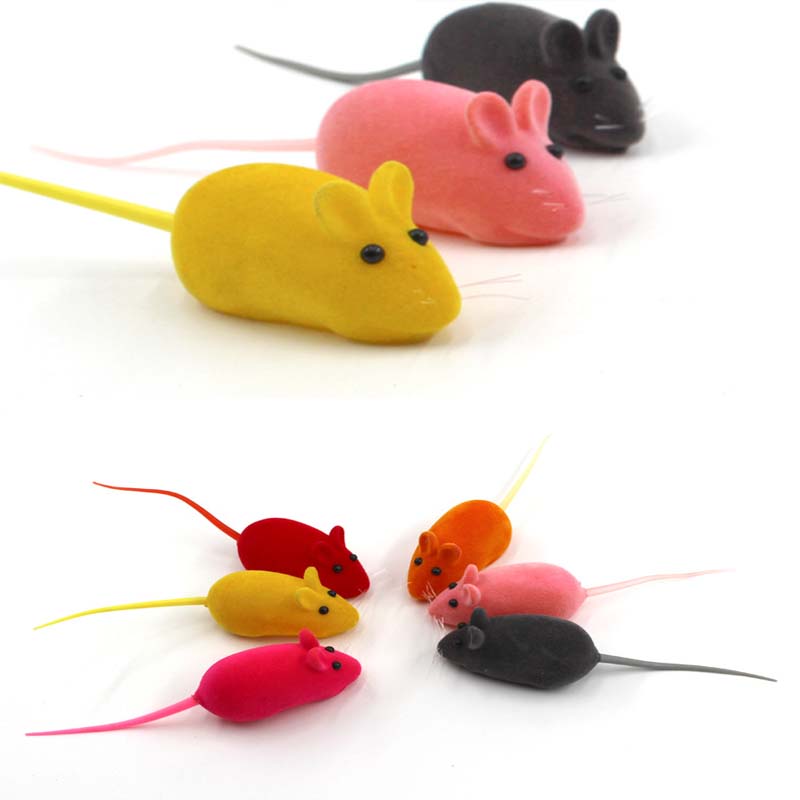 New Flocking Mouse Funny Cat Toys Sound Plush Rubber Vinyl Mouse Pet Realistic Sound Toys Cat Accessories Supplies Random Color