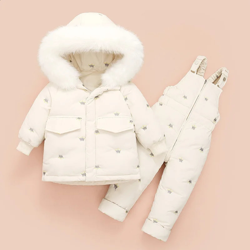 Winter Children Clothing Set Baby Girl Clothes Warm Down Jacket Coat Jumpsuit Snowsuit Kids Parka Duck Down Overalls Overcoat 240904