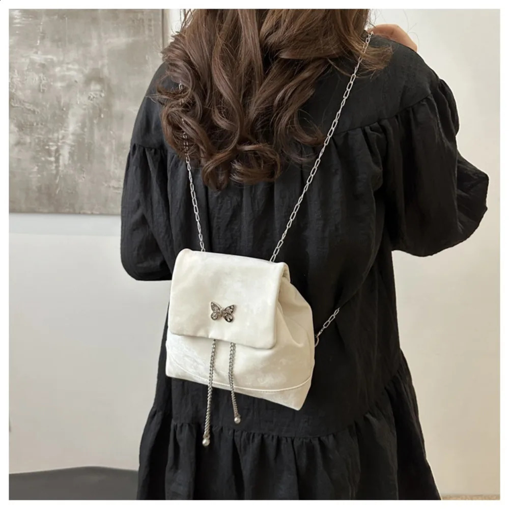 Fashion chain mini backpack butterfly element Korean womens backpack PU small bag for women 240912