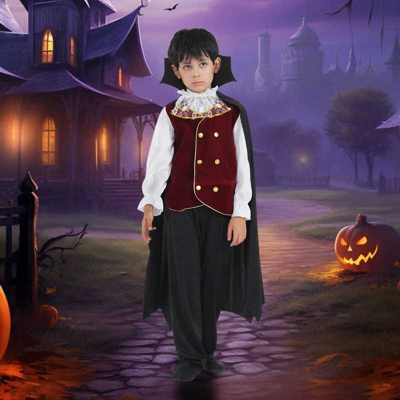 Boy Halloween Vampire Role Playing Costume Childrens Carnival Party Dress Up Costume Childrens Role Playing Costume W240914