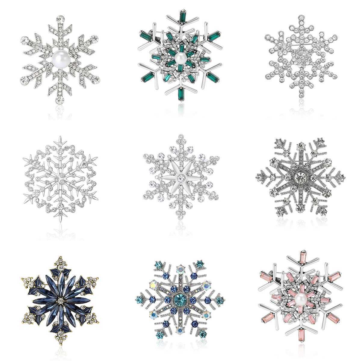 Christmas Rhinestone Snowflake Brooches for Women Unisex Beautiful Pins Multi-color Available Casual Party Accessories GiftsX240914