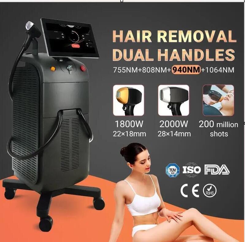 Powerful Four waves Titanium ice laser machine for epilation 755 940 808 1064nm diode laser Permanently p hair removal machine by DHL