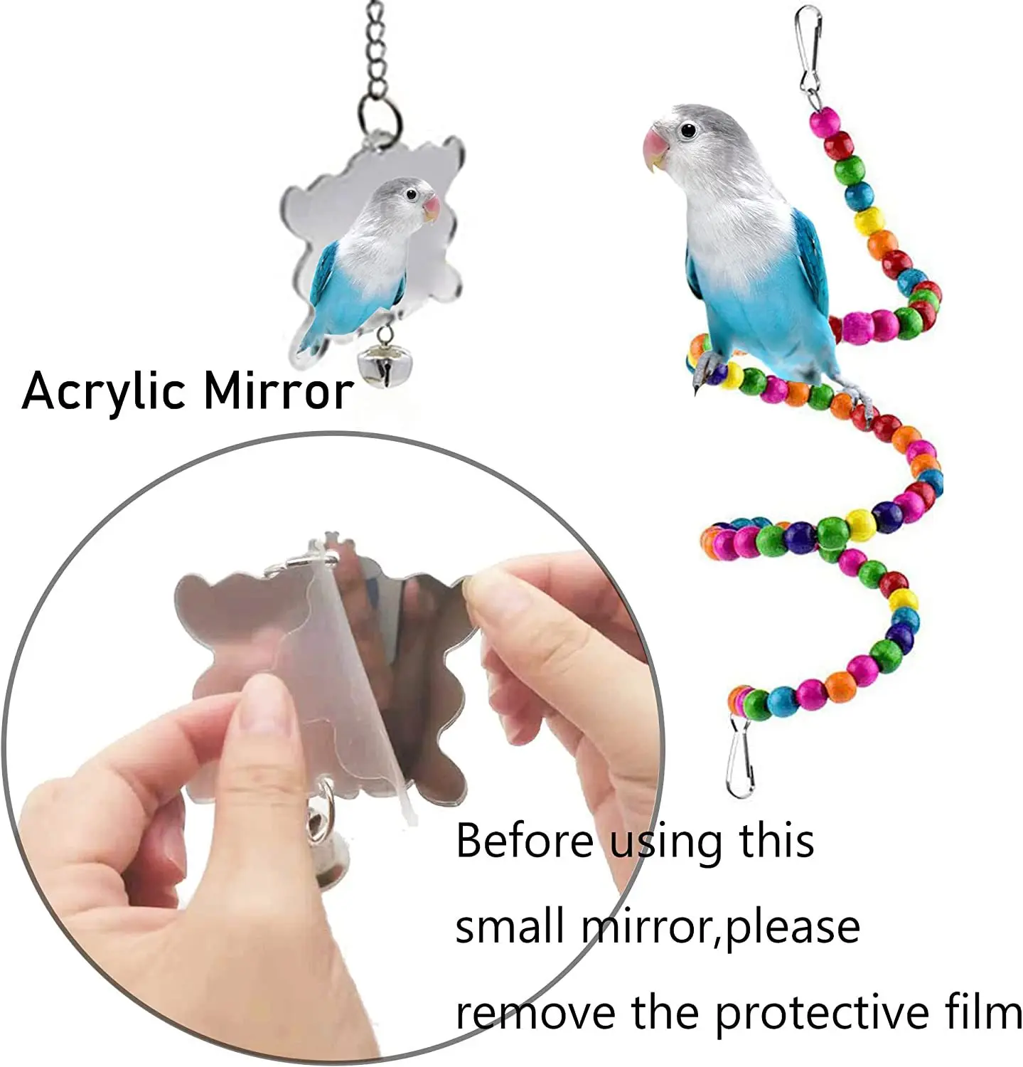 7 pcs Cage for Parrots Wood Birds Swing Reliable Chewable Bite Bridge Wooden Beads Shape Parrot Toy Bird Toys