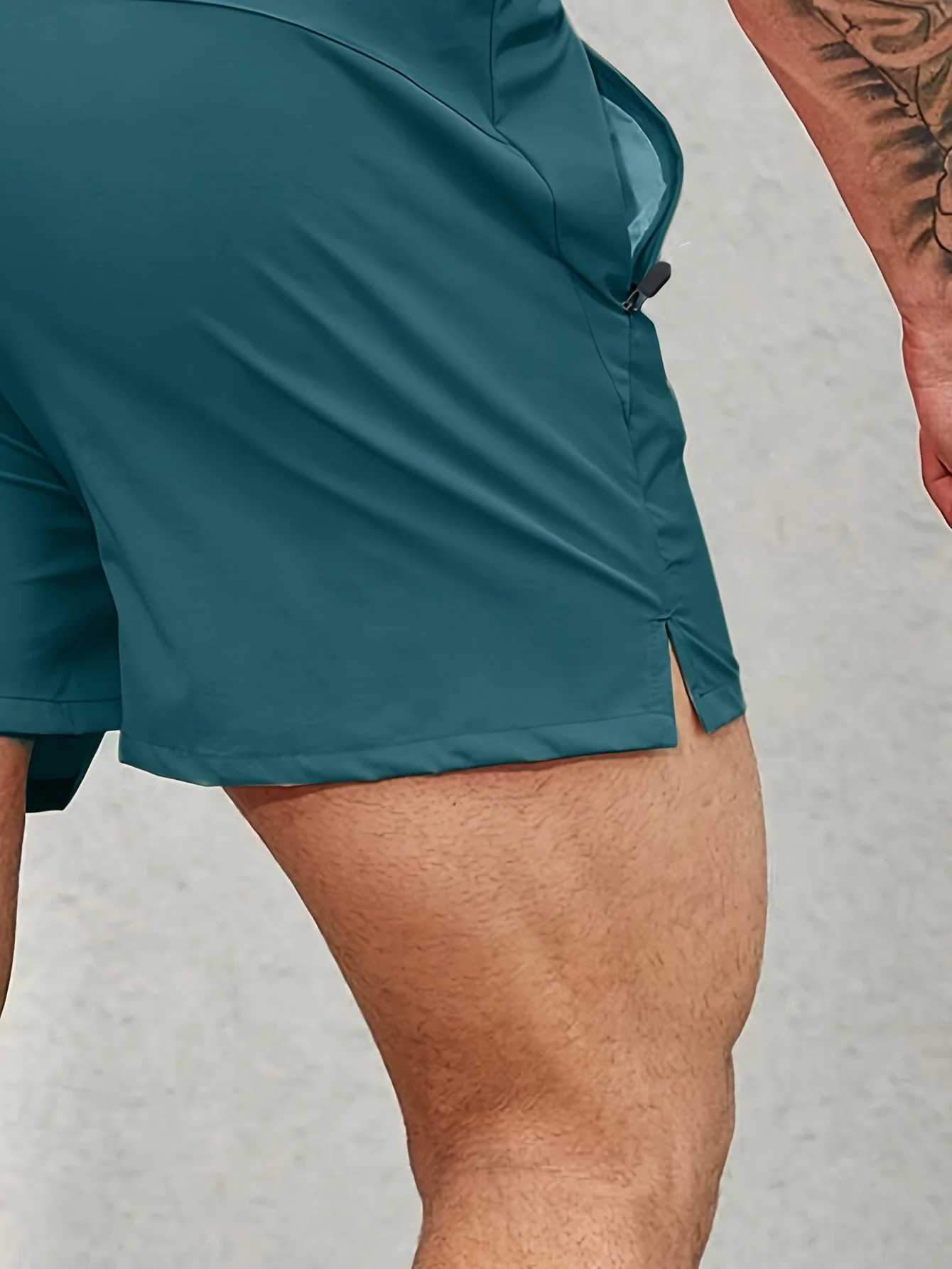 Mens Breathable Shorts With Pockets Summer Drawstring Elastic WaistLoose Fit Shorts For Running Fitness Training Y240914