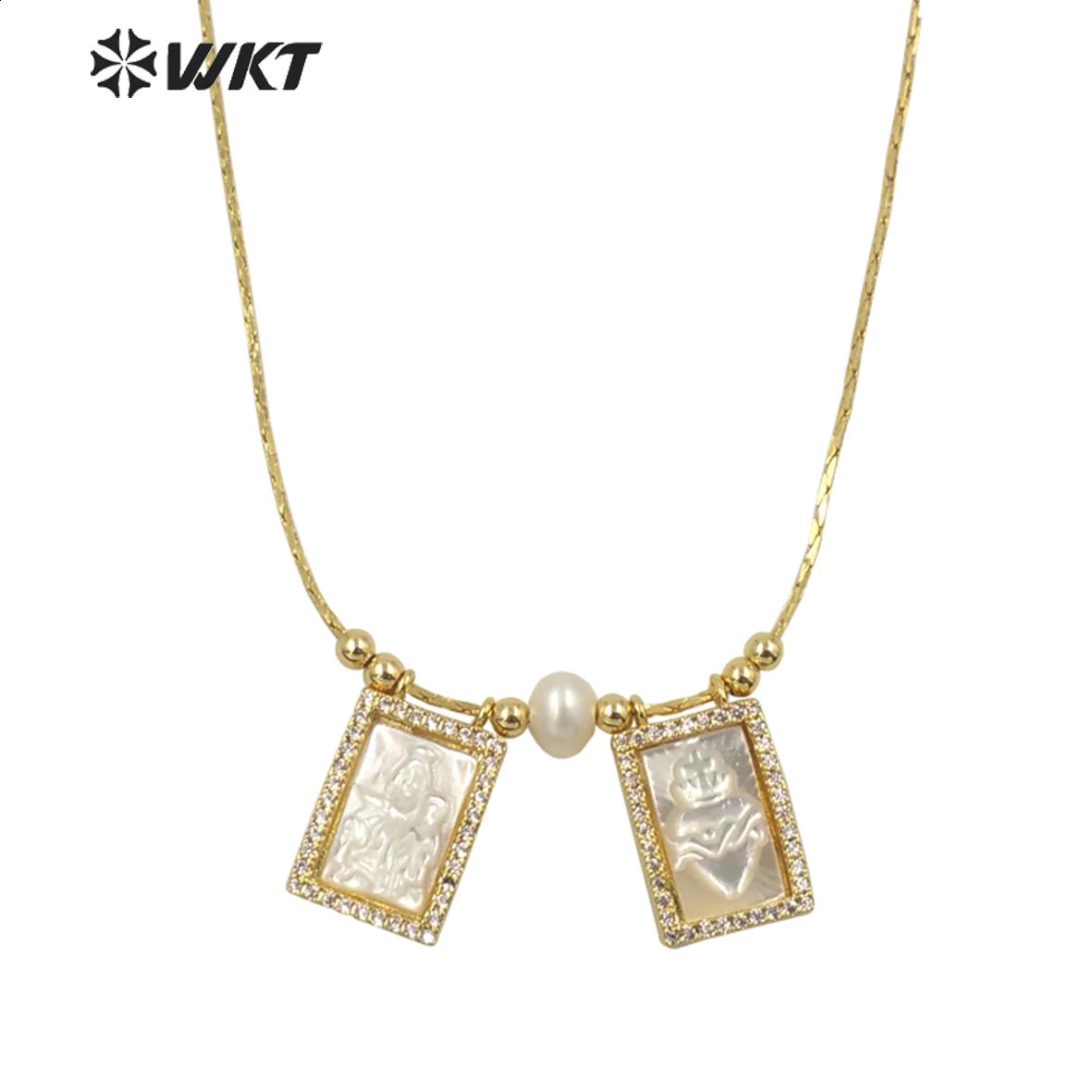 WT-JN137 WKT Fashion Shell Pearl Necklace Gold Metal Jewelry Wedding Party Lady INS Exquisite 240910