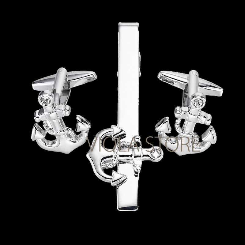 Top Luxury Saxophone Classy Stainless Tie Clip Cufflinks Sets Gentleman Business Wedding Sleeve Cuff Music Design Accessory GiftX240914
