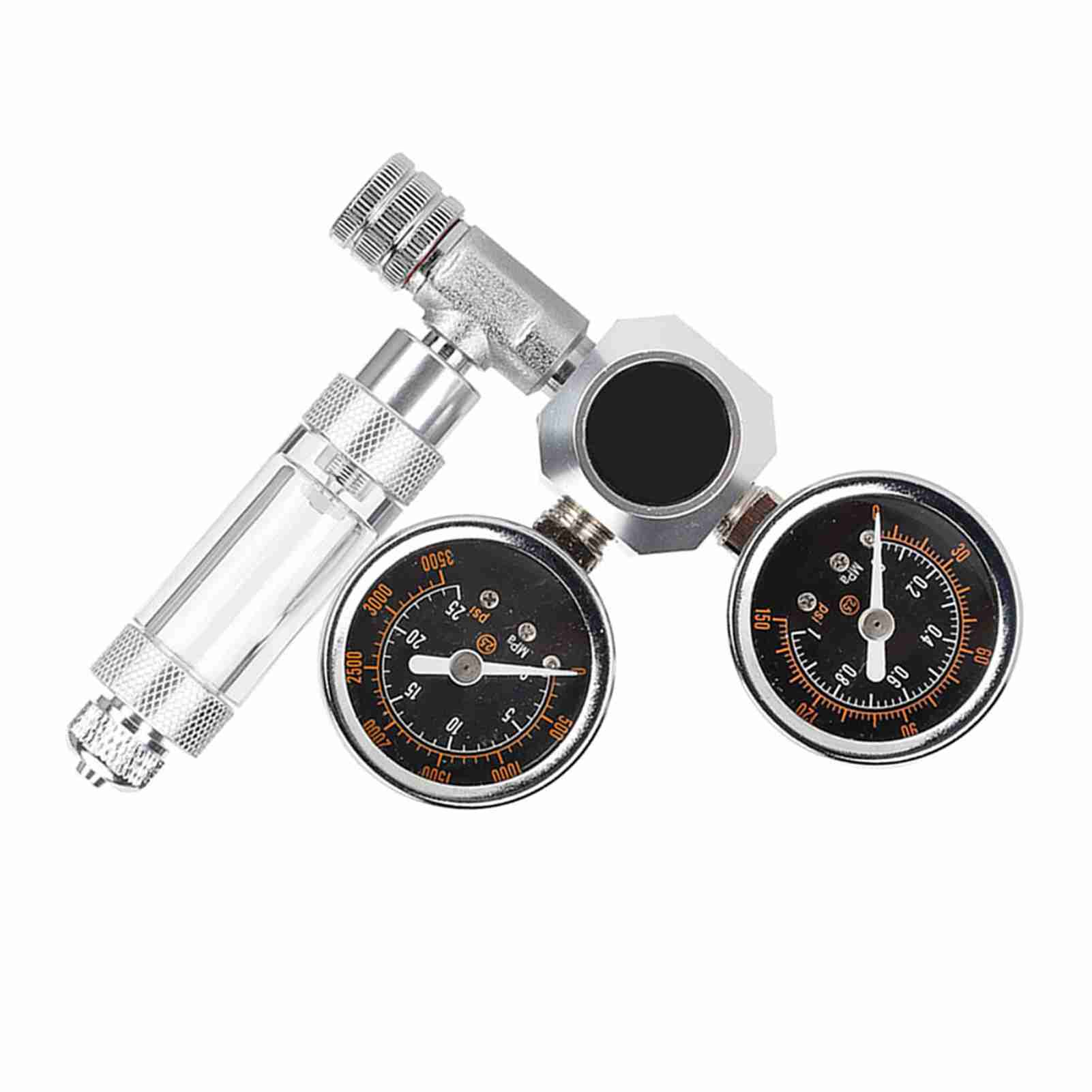 CO2 Regulator Aquarium Dual Gauge Display With Bubble Counter And Check Valve G5/8 W21.8