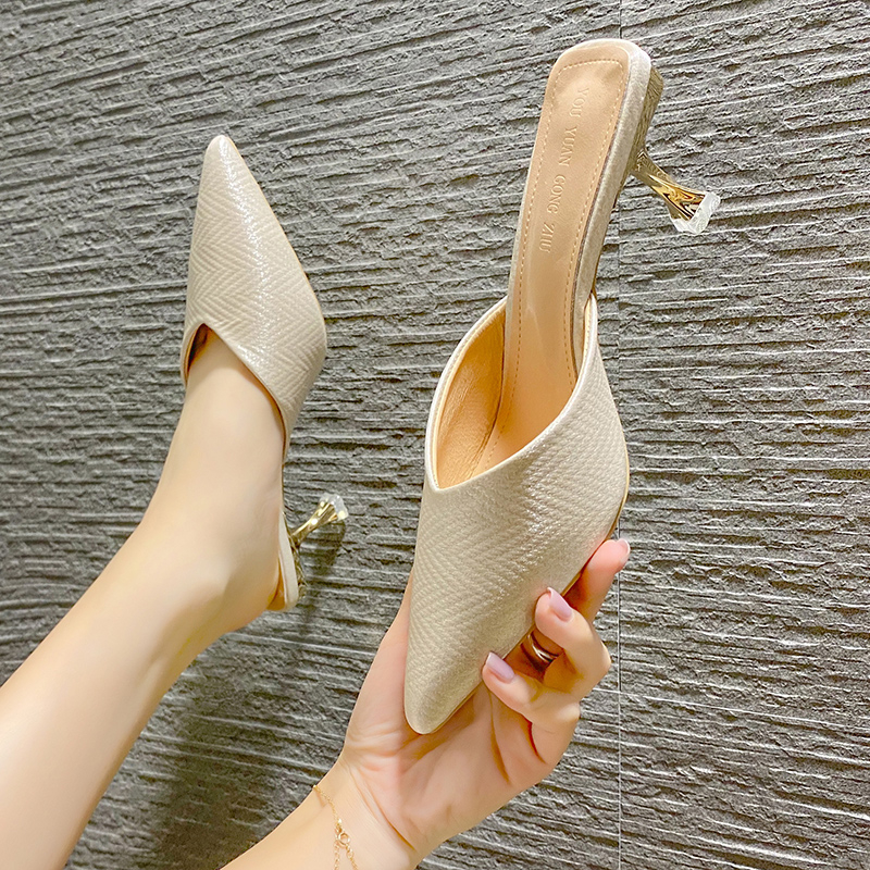 Beach Women's Shoes Trends Womens Pointed-Toe High Heel Pumps Ladies Designer Heels Mules Slippers 4d79 s