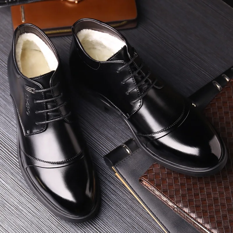 Winter New Fashion Fur Warm Men'S Business Office Formal Leather Plush Men Dress Shoes Boots For Mend2 7f6d d2