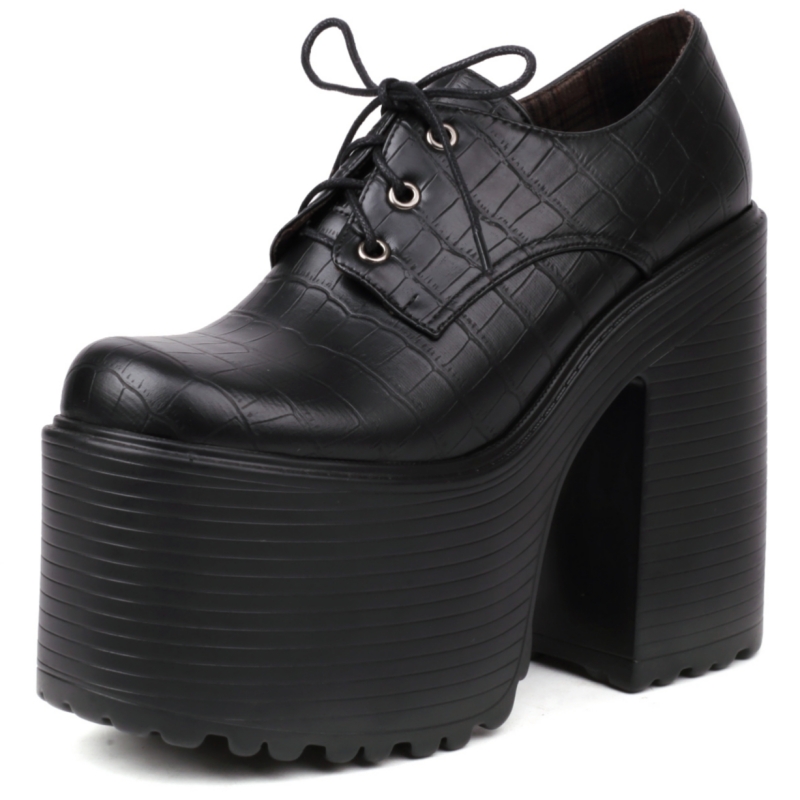 Gothic Black Women Platform Chunky High Heels 2023 Autumn Ankle Boots Female Lace-up Punk Party Shoes Ladies Brand a3a3