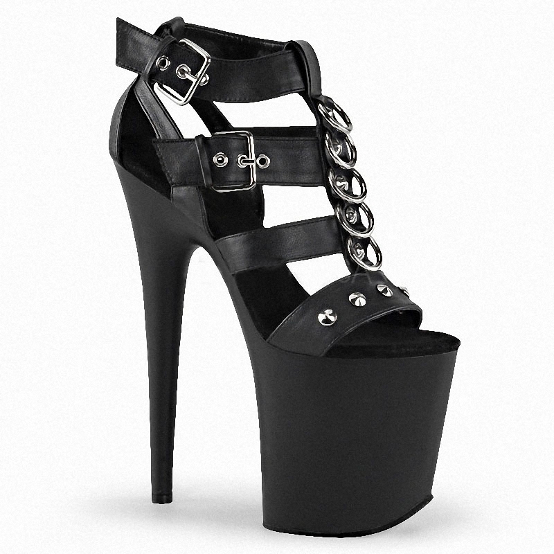 20cm Sexy Fetish Big Size Open Toe Hollow Stripper Heels Thin Heels Platform Exotic Dancer 8Inches Elegant Bride Models Catwalk