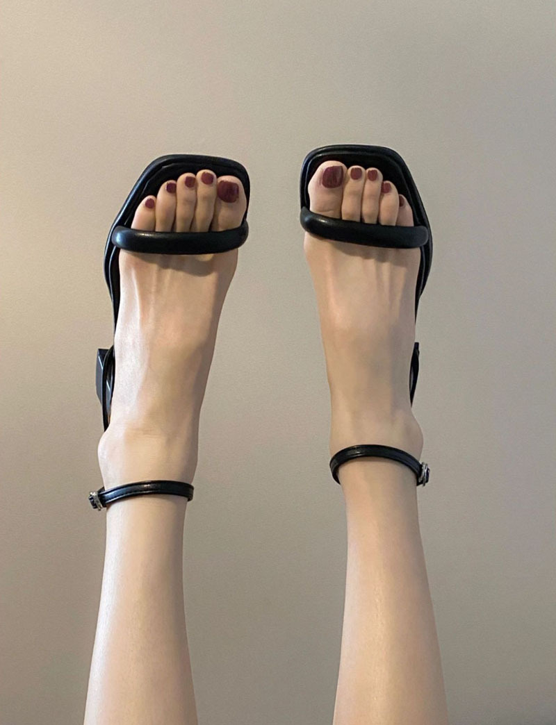 2025 new Heels Block 2023 Sandals Retro Woman Shoes Buckle Strap Open Toe Suit Female Beige Chunky New High Original Peep Girls Summer Co 2b90