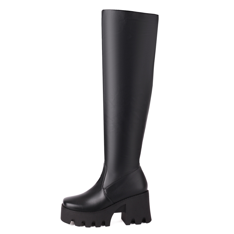 Knee Sexy Boots Women Platform Red White Black Long Thigh High Boot Thick Punk Heels Winter Dance Shoes Lady Large Size 48 e1f6