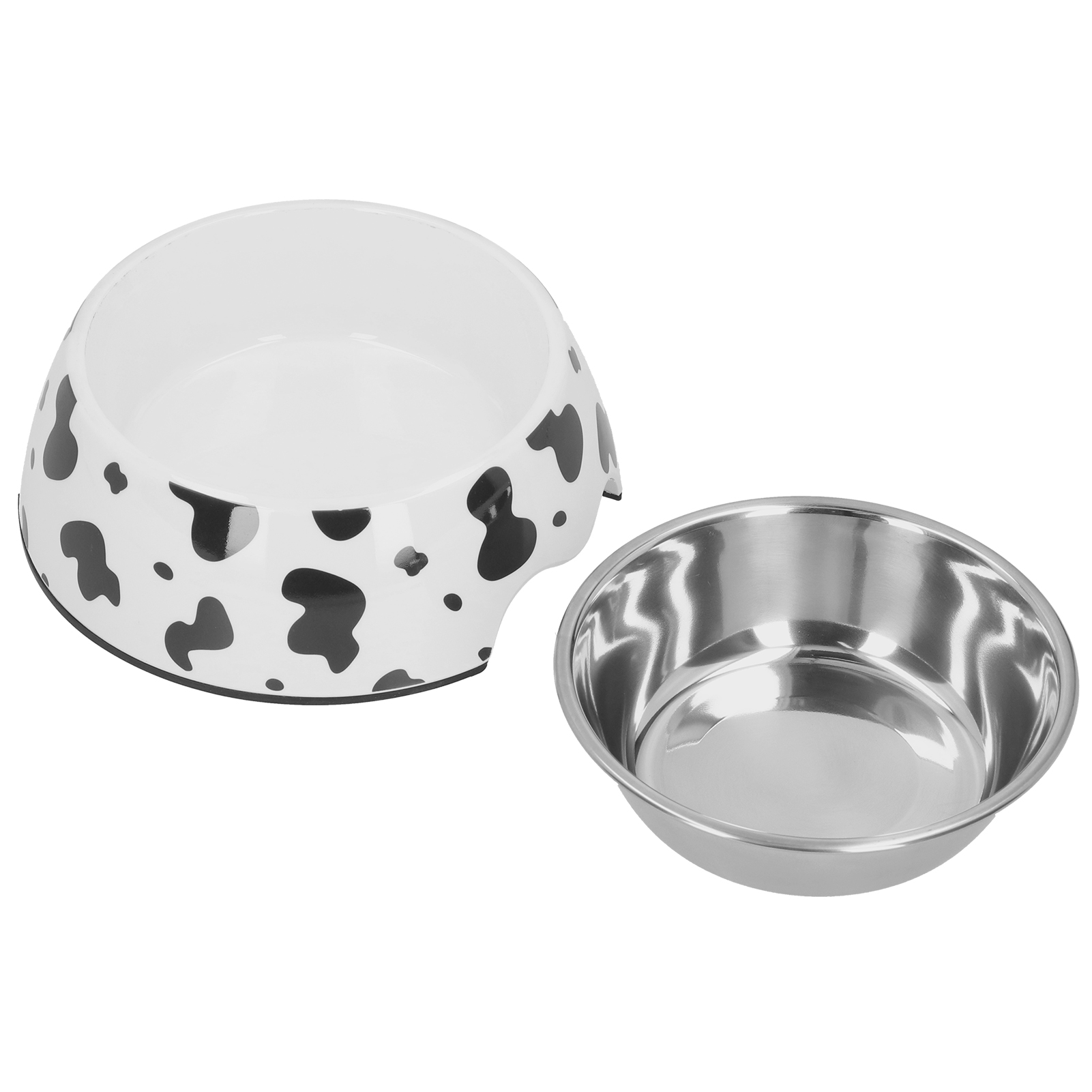Dog Food And Water Bowl Anti‑Slip Base Stainless Steel Pet Bowl With Cute Cow TextureM Cow Texture