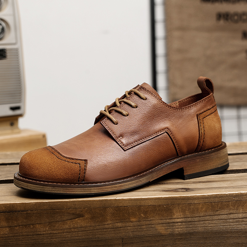 Luxury Brand New Men Casual Leather Shoes Comfortable Platform Genuine Leather 2024 British Lace-Up Outdoor Antiskid Ankle Boots