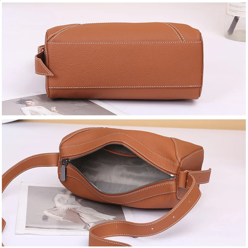 Women Bag Lady Boston Crossbody Messenger Female Soft Genuine Leather Geometric Pillow Shoulder 240723