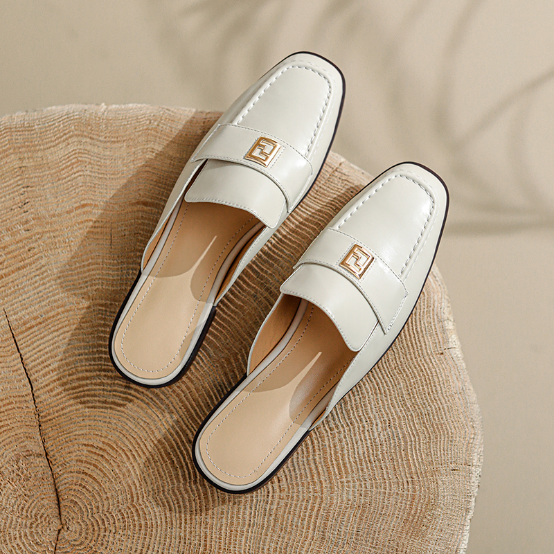 2024 Spring/Summer Women's Sandals Women Shoes Genuine Leather Solid Slippers Shoes for Women Women Slippers Mules Flat Shoes