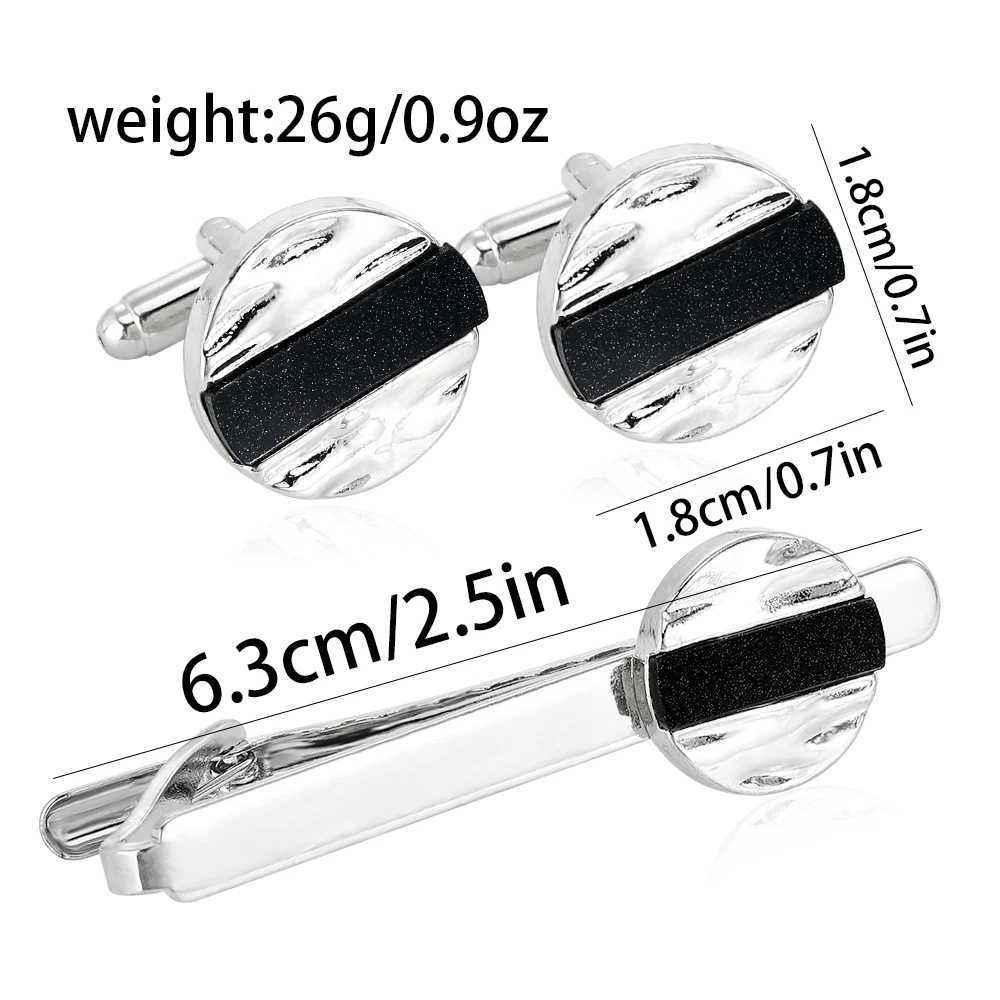 Geometric Rhinestone Galaxy Carbon Fiber Cufflink Tie Clip Set Personality Square Round Hexagon Rhombus Mens Crystal JewelryX240914
