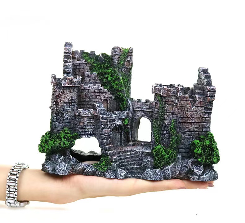 Creative castle modeling fish and shrimp crossing the shelter aquarium fish tank accessories decorations