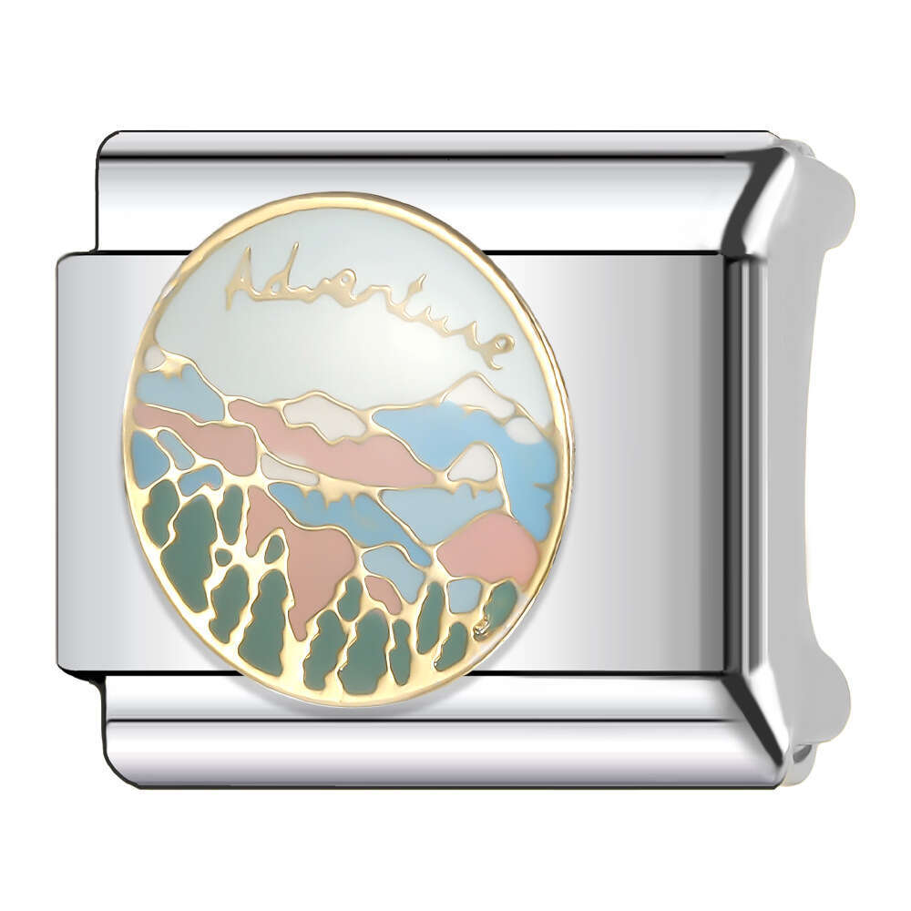 New Women's Gift Cherry with colorful enamel Bead Italian Charms Links Bangle Beads Fit 9mm Stainless Steel Bracelet Making DIY For Women Fashion