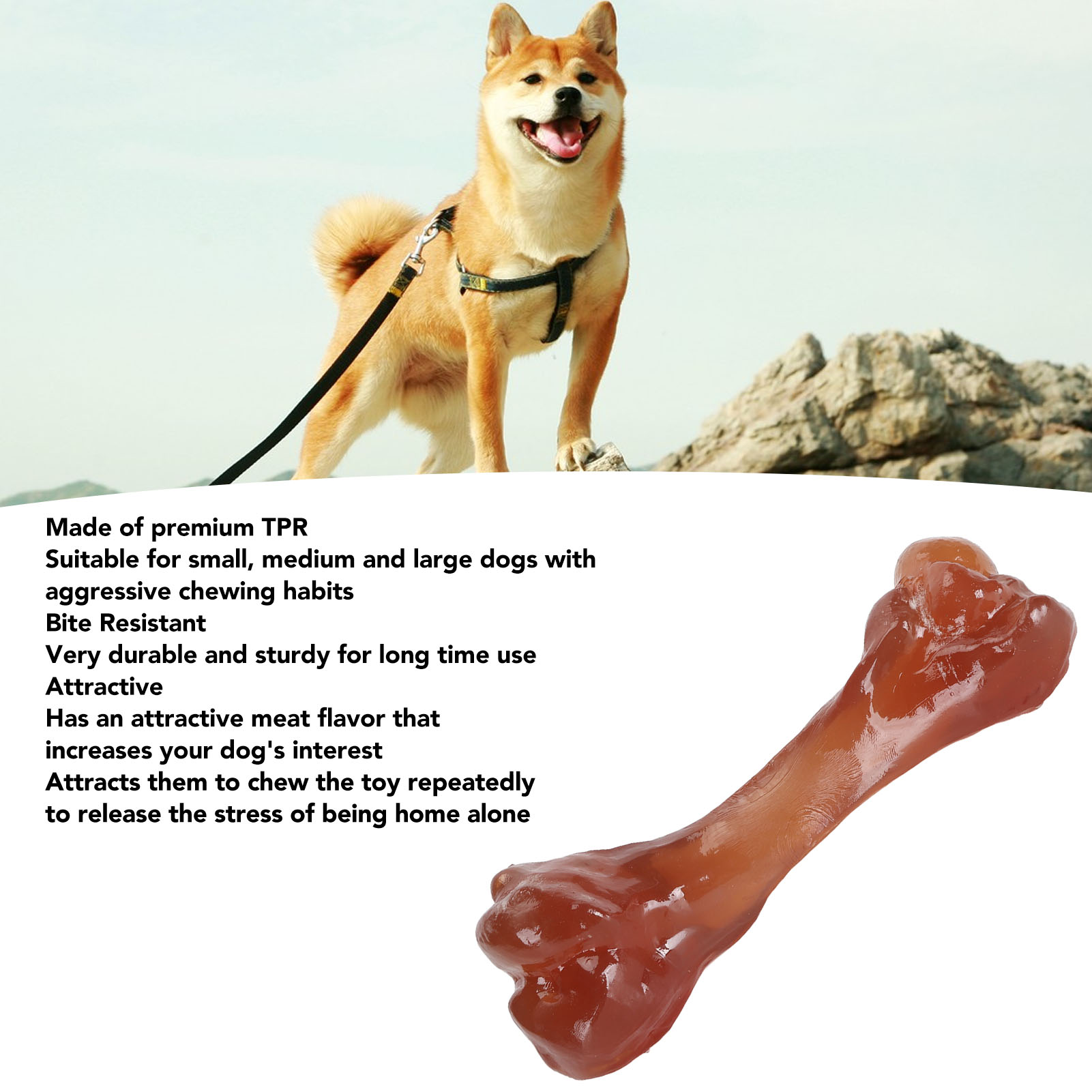 Bone Toy Simulation for Dogs, Bite Resistant, Teeth Grinding, Bacon Flavor Food, Chewing Toy for Small, Medium, Large Dogs