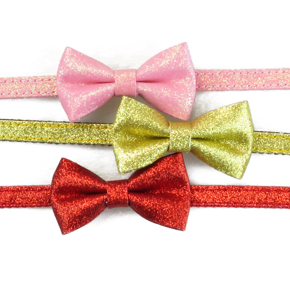 Glitter Cat Collar Breakaway with Bow Tie Bell for Kitty Removable Adjustable Accessories Safety Kitten Collar for Cat and Puppy