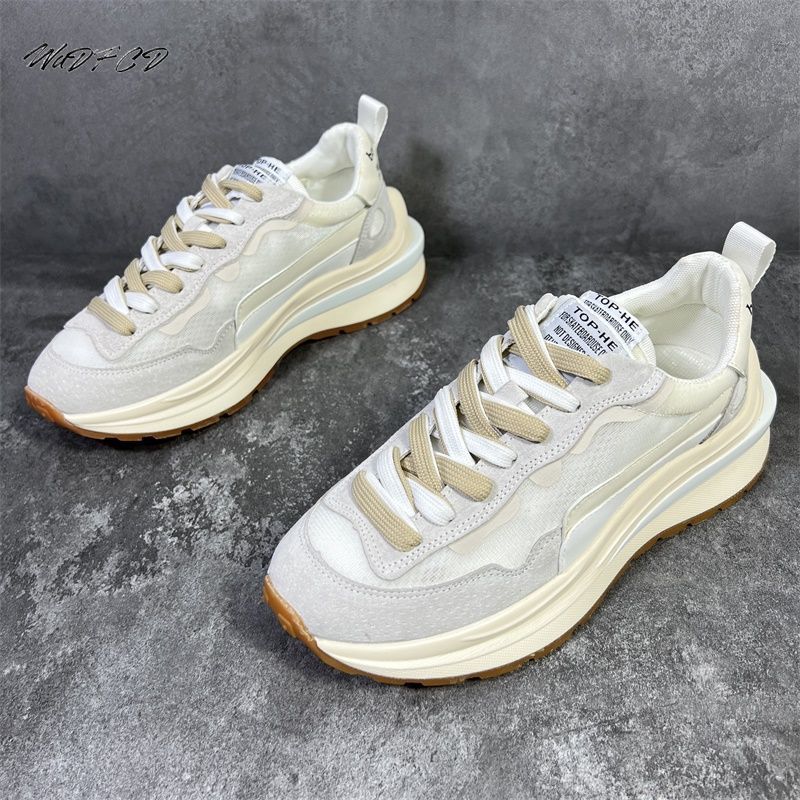 Chunky Sneaker Men Retro Running Shoes Fashion Casual Microfiber Leather Mesh Breathable Height Increased Platform Sport Shoes
