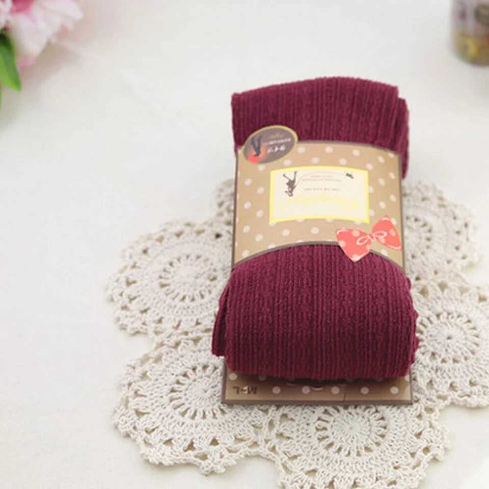 Women Winter Cable Knit Sweater Long Tights Warm Stretch Stockings Pantyhose Cotton Cashmere Leggings Slim Solid SocksX240914