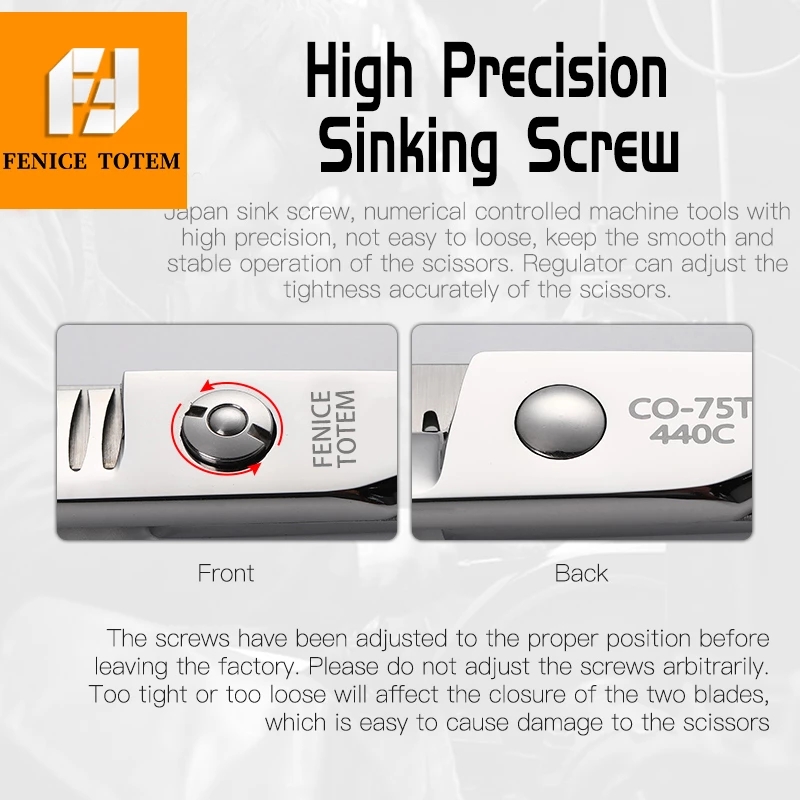 FENICE TOTEM 7.5 inch Professional Dog Grooming Cutting Thinning Scissors Zodiac Handle Japan 440c Stainless Steel