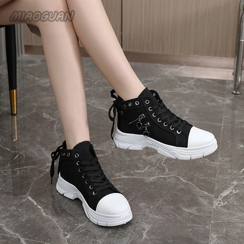 Denim Women New Casual for Ladies High Top Canvas Shoes Women's Lace Up Platform Sneakers atillas De Deporte 86e1 's Platm porte ad1a 86e0