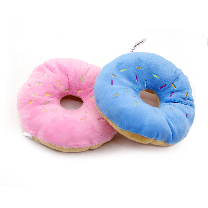 New Interesting and Cute Plush Donut Bread Toy Plush Toy Cream Donut Pet Sounding Dog Toy