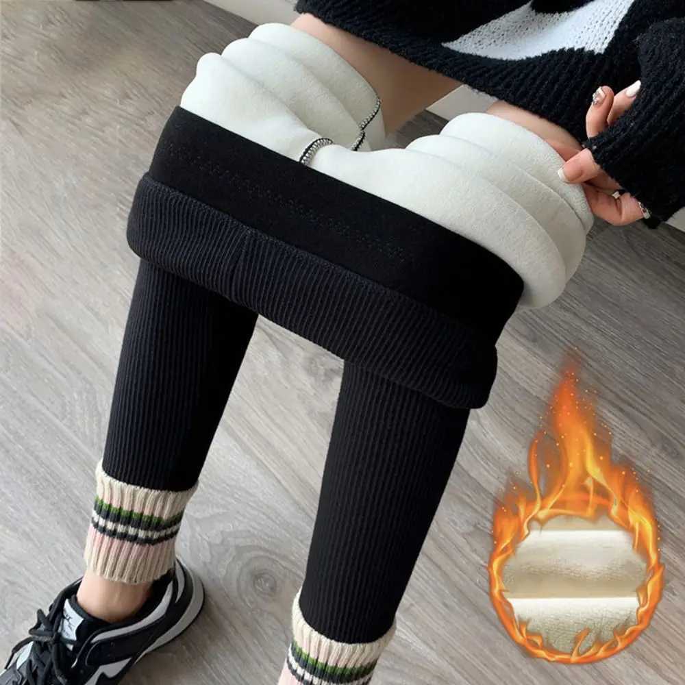 Fashion Threaded Women Leggings Autumn Winter Slim Fit Underpants Thickened Warm Fleece PantsX240914