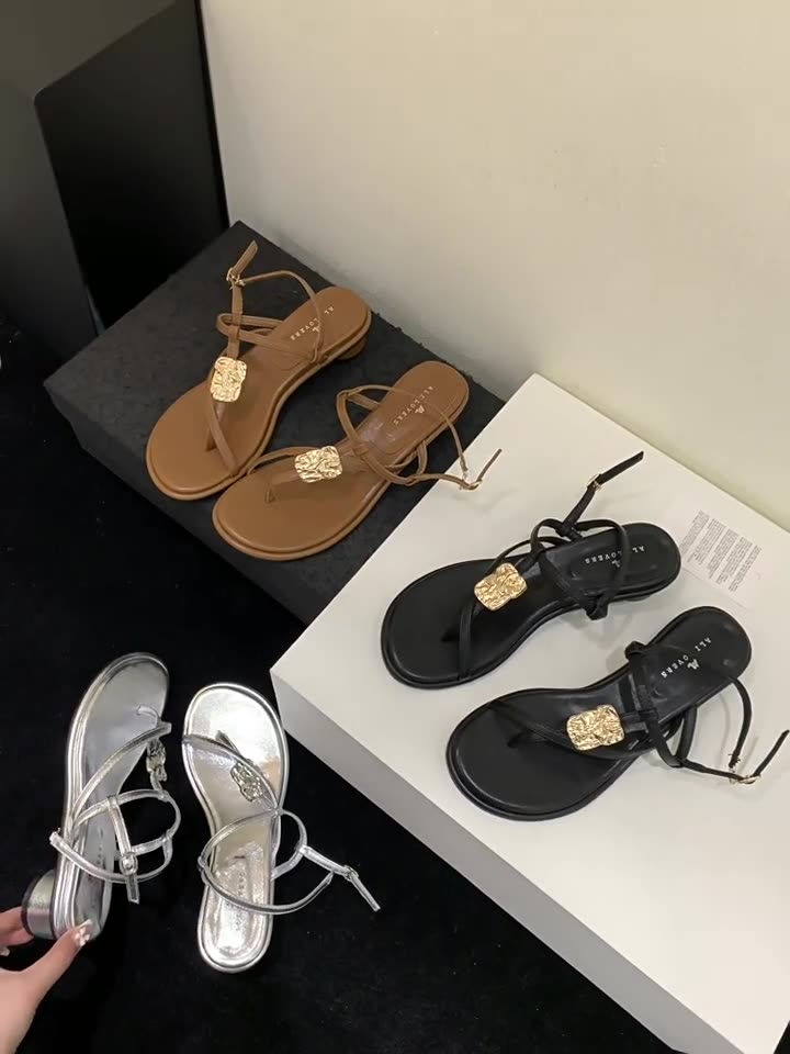 Square Shoes heel Womens Slippers Outdoor Slides Rubber Flip ps Cross-Tied Low Pantofle Block Hawaiian Summer 2024 Scandals R cf65 694
