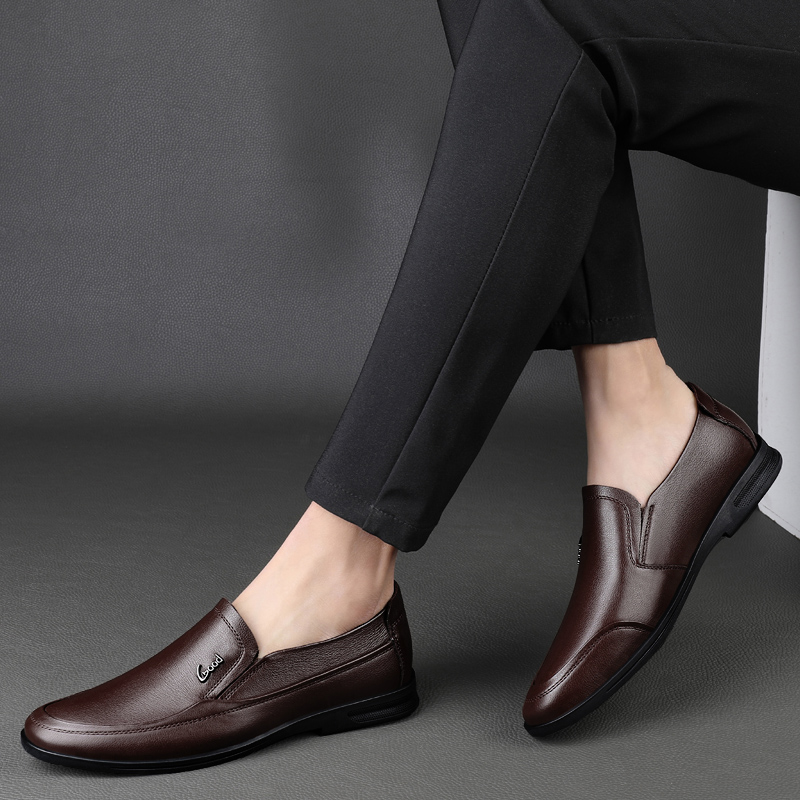Italian Classic Genuine Leather Men's Black Fashion 2022 New Casual Man Wedding Evening Dress Comfortable Flat Shoes 098d