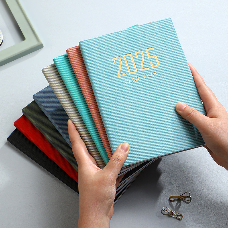 2025 Exquisite Day Planner, Multi-color Hard Cover, Daily Time Management Notepad