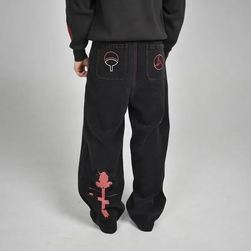 Y2K men jeans Harajuku Baggy vintage Anime patterns goth Hip Hop Streetwear men women fashion Casual aesthetic wide leg jeans 240911