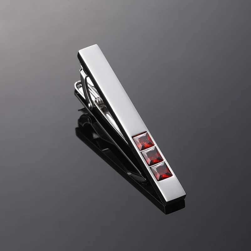 High quality red crystal tie clip with brand new brass material design fashionable mens security pin tie clipX240914