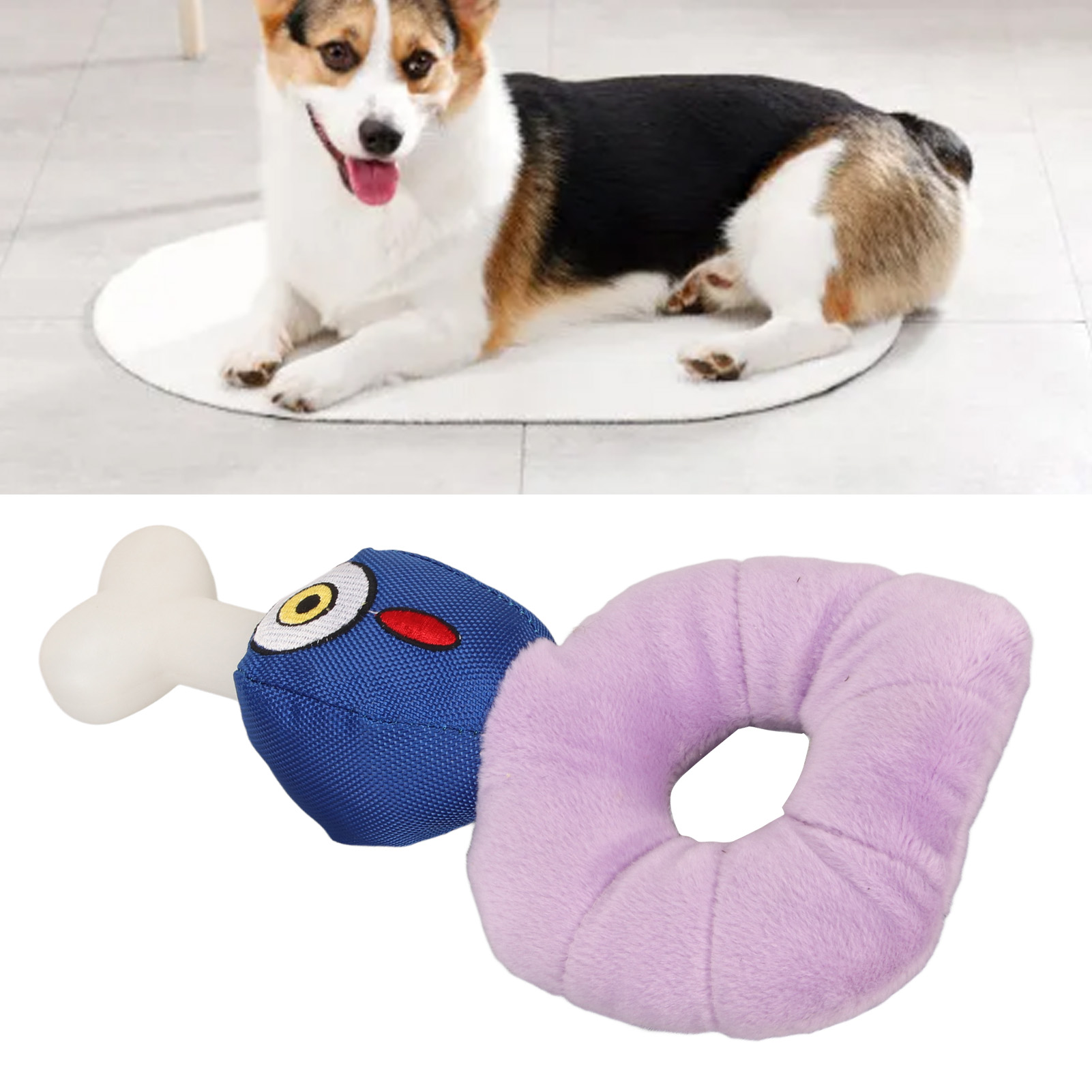Dog Squeaky Plush Toy Teeth Cleaning Interactive Soft Skin Friendly Stuffed Pet Chewing Toy For Puppy