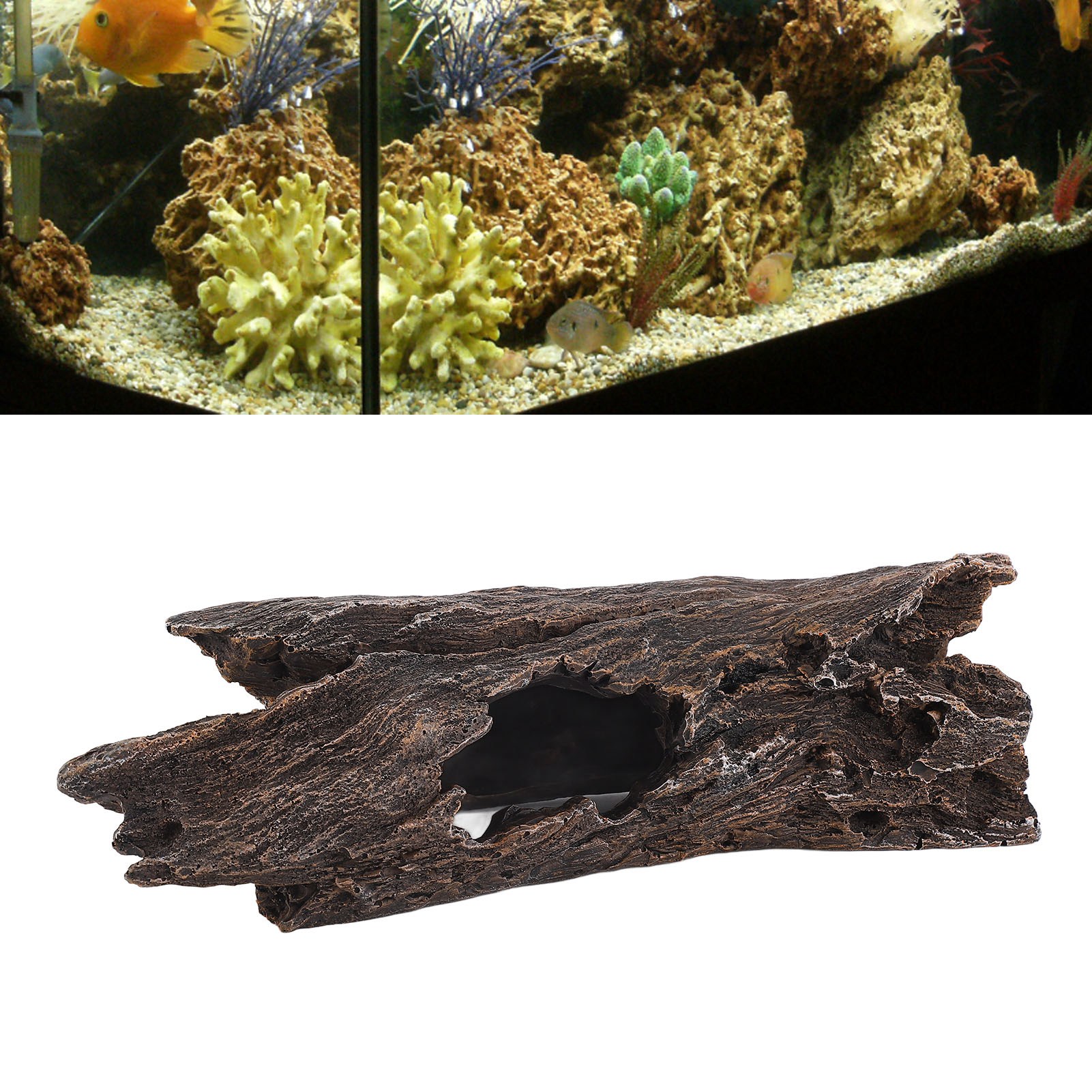Fish Tank Bark Ornament Ingenious Resin Durable Aquarium Bark Ornament For Reptile