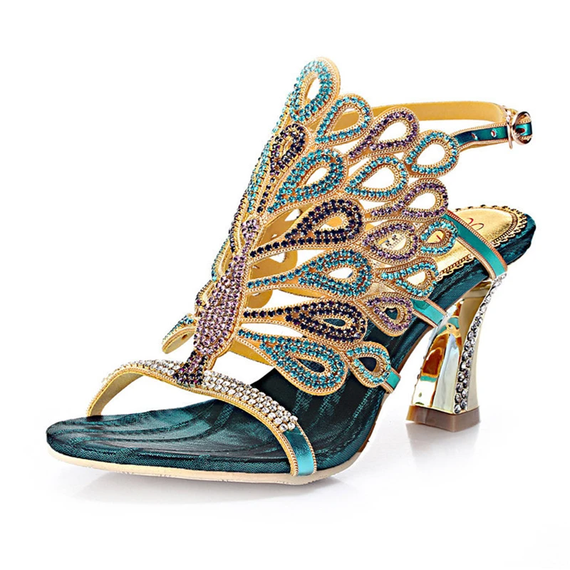 Plus Big Size 41 44 Small 33 Women Sandals Elegant Party Dress Biling Crystal Sandals Women Outdoor Rhinestones Thin High Heel