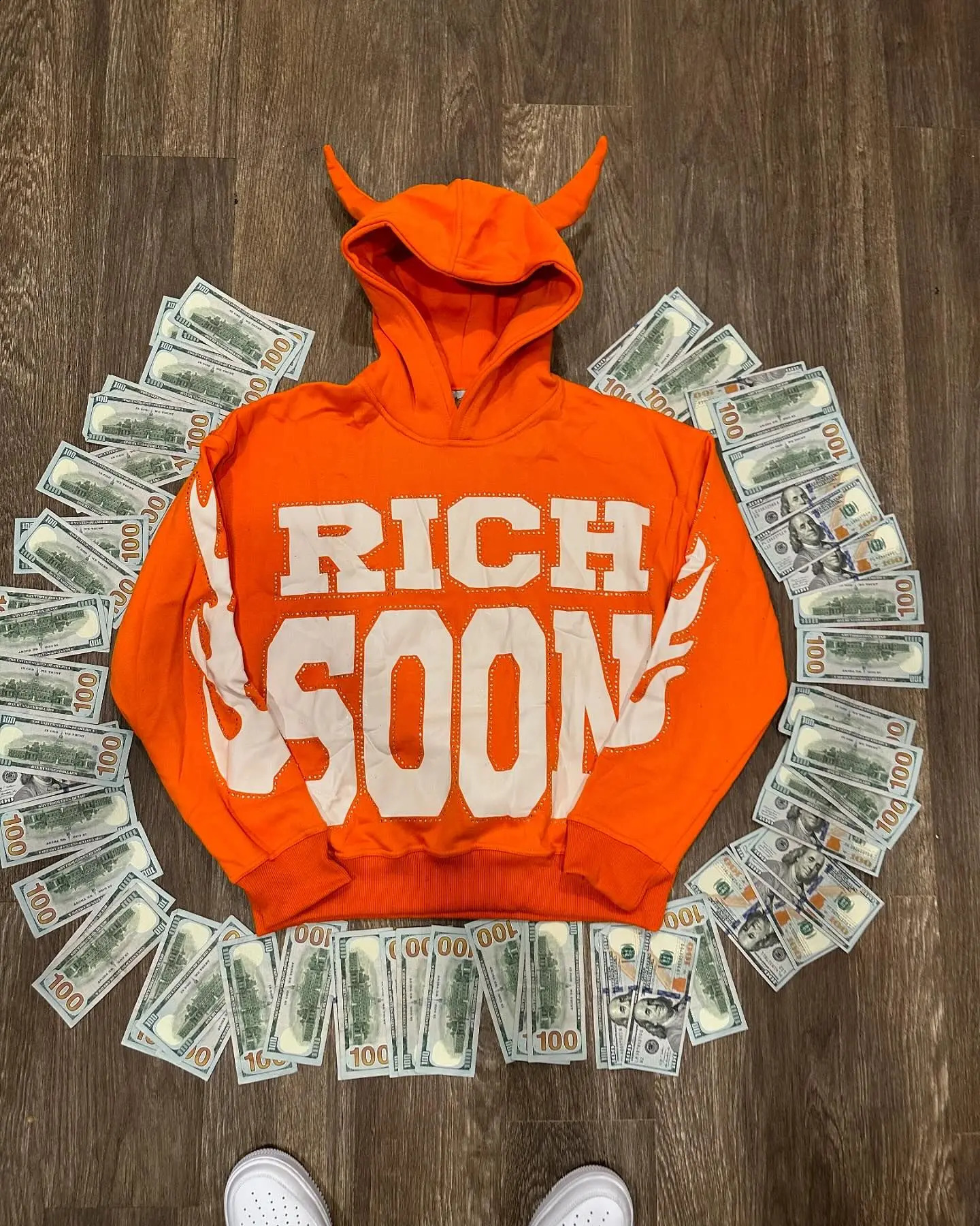 Harajuku RICH SOON Letter Printed Hoodies for Men Gothic Personality Demon Loose Pullover Y2k Oversized Couple Street Sweatshirt 240912