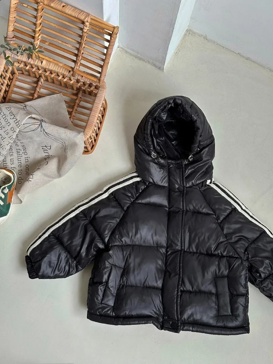 Korean Cotton Hooded Kids Jacket Winter Thicken Warm Girls Boys Casual Cotton Coats Outerwear Windproof Down Jackets 240906