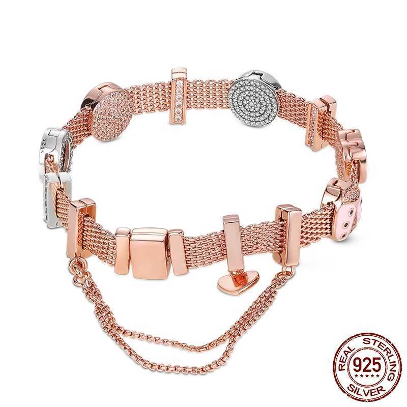 Charm Bracelets Reflexions Womens Bracelet SterlSilver 925 Mesh Clip Reflection Bracelet Breloque Charms Silver 925 Original Jewelry J240914