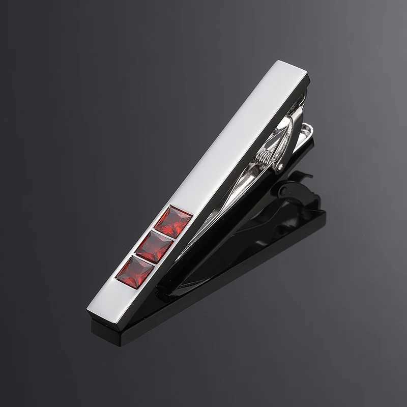 High quality red crystal tie clip with brand new brass material design fashionable mens security pin tie clipX240914