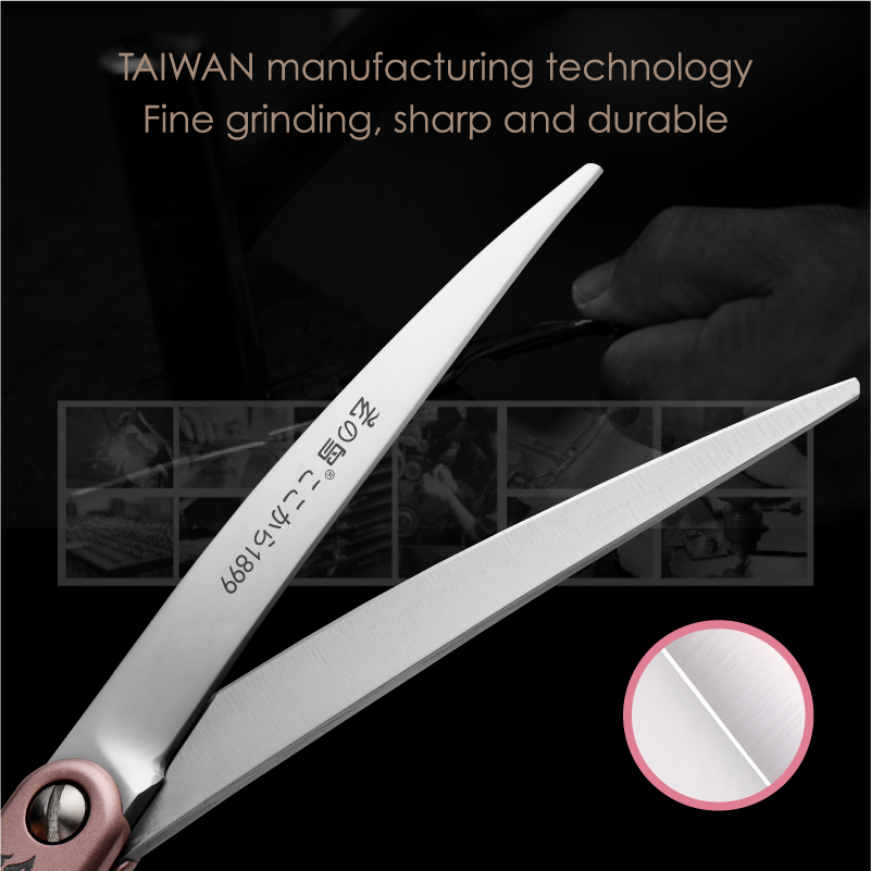 Fenice Dog Scissors JP VG10 Steel 35°Curved 6.25 Inch Curved&Straight Dog Grooming Scissors Pet Trimming Scissors