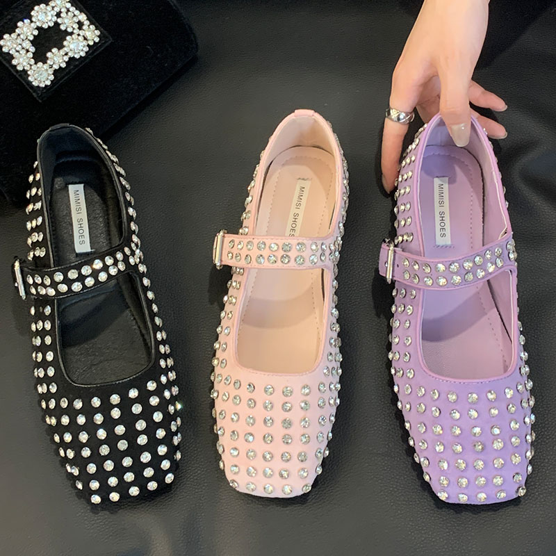 Fashion New Buckle Strap Mesh Women Mary Janes Crystal 2024 Female Shallow Footwear New Ladies Flats With Shoes 943e