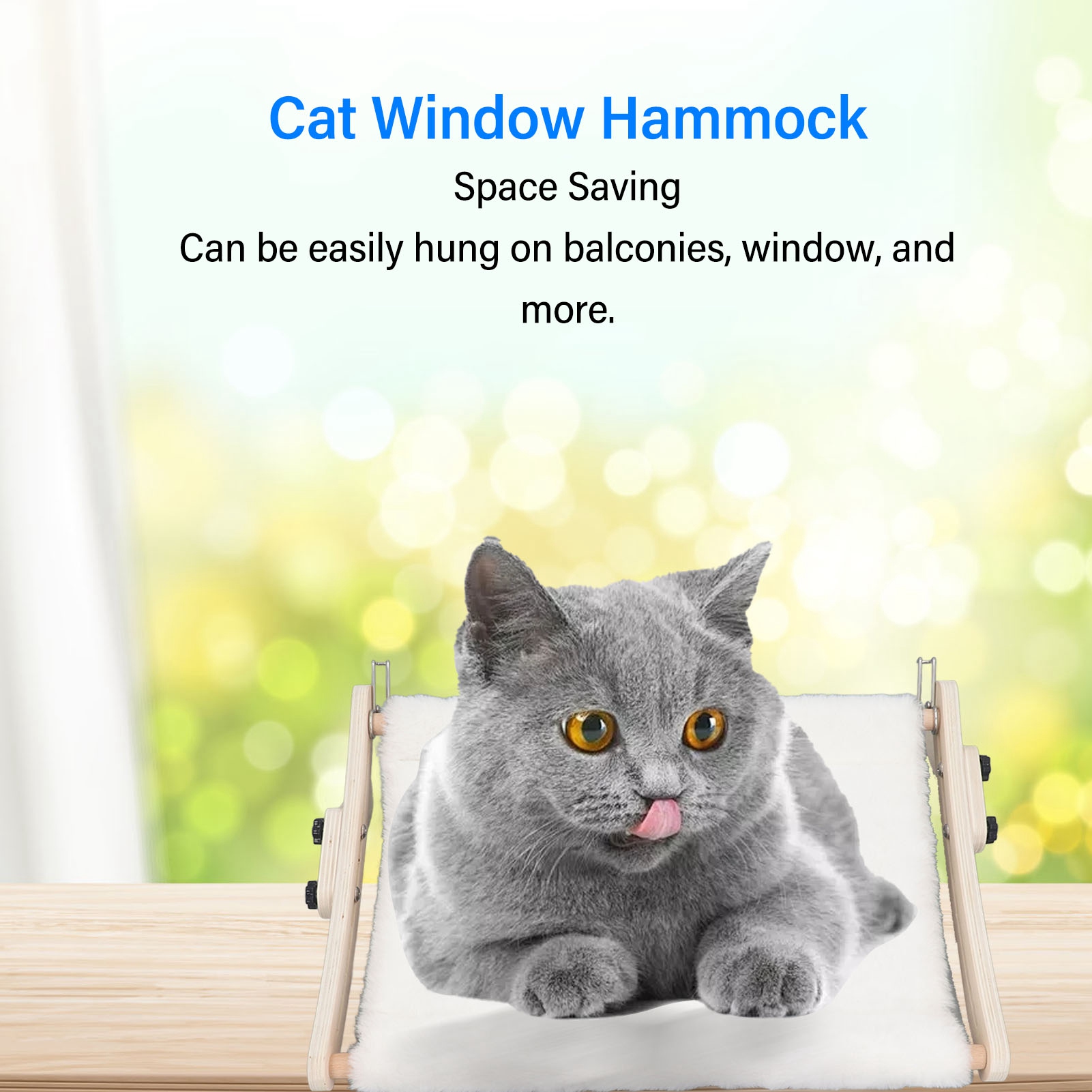Cat Window Sill Hammock Space Saving Hook And Loop Fastener Stable Structure Cat Window Hammock Bed For Balcony Bedside