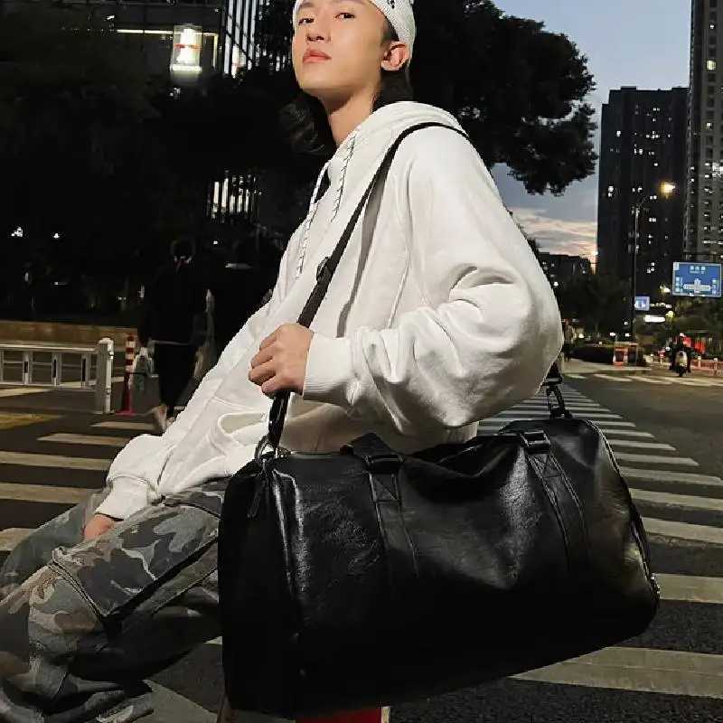 Travel Bag Fitness Gym Pu Shoulder Large Capacity Handbag Men Women Casual Crossbody Outdoor Weekend Duffle Bags Y170a 240914